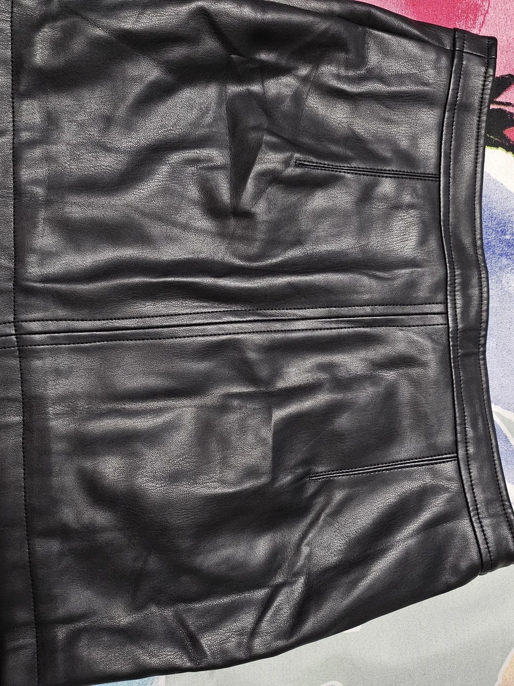 Free People Black Faux Leather Zip-Front Mini Skirt Size 2